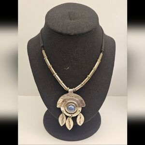 Blue Sodalite And Silver Pendant Necklace